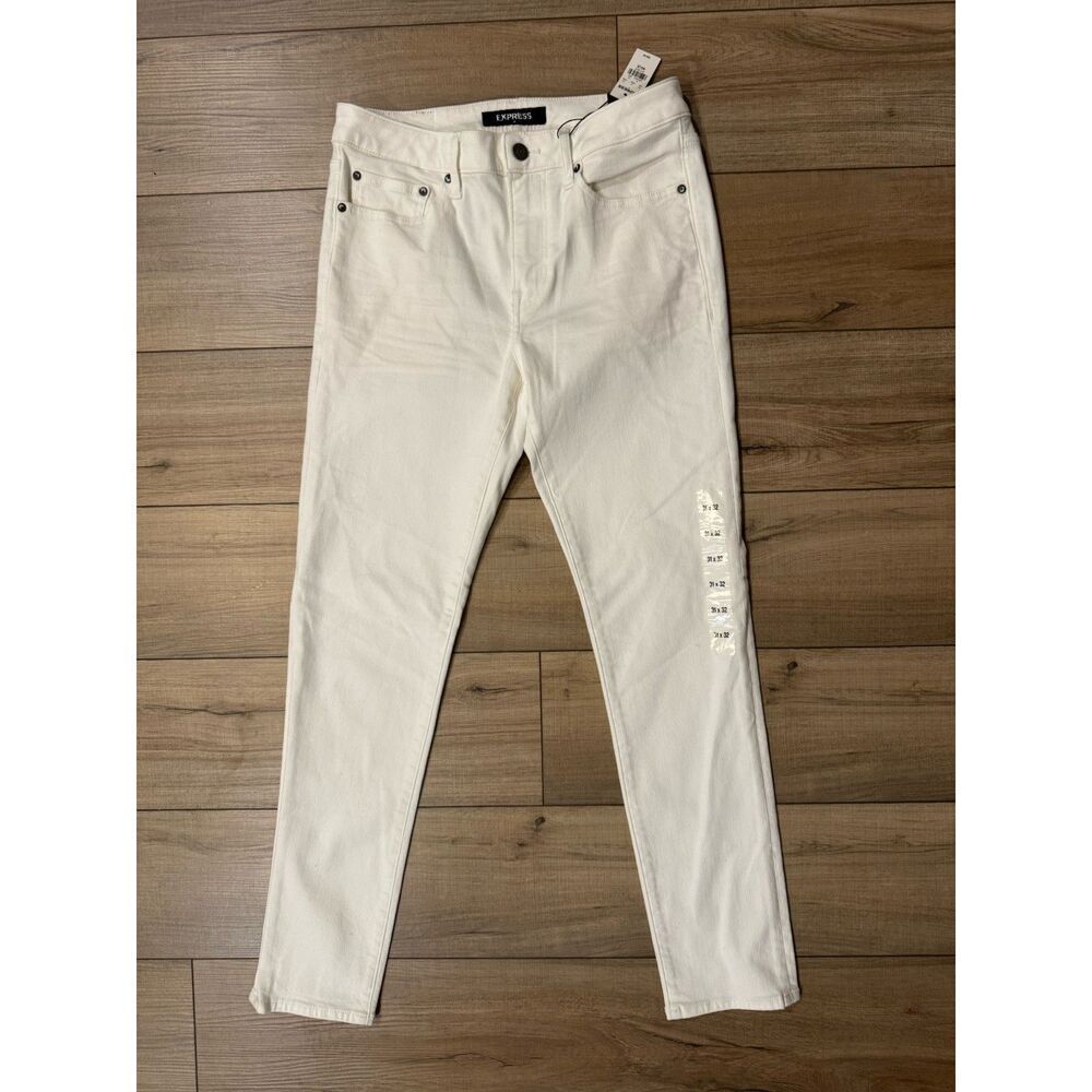 Express Mens White Denim Slim Straight Jeans 31 x 32 NWT Coastal Resort Wear‎
